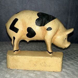 Vintage Cast Iron Country Style Pig Hog Piglet Door Stop Weight 4 Lbs.
